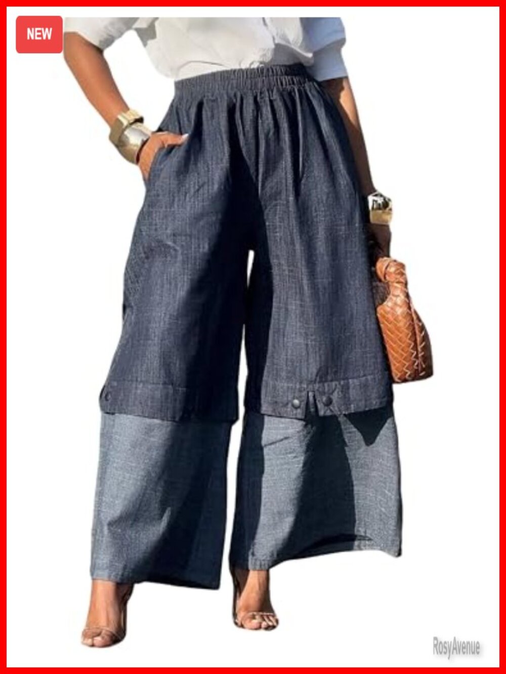 Wide Leg Palazzo Pants for Women Cotton Blend High Waisted Patchwork